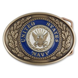 Indiana Metal Craft US NAVY Traditional Design Solid Brass Enamel Belt Buckle MADE IN USA