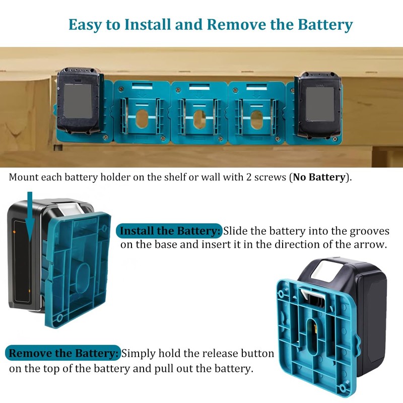 QUASION Battery Holder for Makita 18V Battery,Wall Mount Batteries Storage
