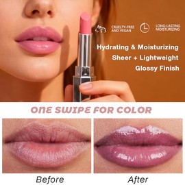 evpct Lápiz labial de color malva y miel, bálsamo labial con color tintado, brillo hidratante sutil, lápiz labial con color hidratante y nutritivo par