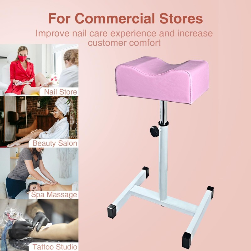 LOVEVLOGY LOVEVLOGY Pedicure Stool, Height Adjustable, H-Shaped Arch Cushion, Pink,