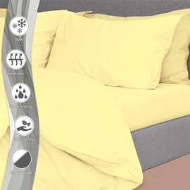 Pizuna Deluxe 100% Cotton Mellow Yellow Housewife Pillowcases 2 Pack 48x74, 600 Thread Count Long Staple Cotton Pillow Case Luxurious Sateen Standard Housewife Pillow Case (Yellow Pillow Cases 2 Pack)