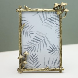Gold Metal Mushroom Picture Frame 4 X 6 Inch Floral Photo Frame Home Decor Gift Present