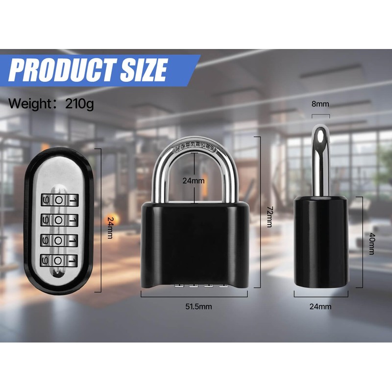 DAYGOS Outdoor Combination Padlock with 4 Digit Code, 52mm Heavy