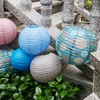 METHEDEECO Round Paper Lanterns Beach Ocean Blue Theme Marine Shell