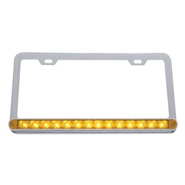 United Pacific Chrome License Plate Frame w/ 14 LED 12" Light Bar - Amber LED/Amber Lens,39743