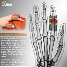 JBM Adult Finger Brace Splint Sleeve Thumb Support Protector Soft Comfortable Cushion Pressure Safe Elastic Breathable Spandex Finger Splints for Basketball Volleyball Baseball Badminton Tennis Boating GYM (Brown)