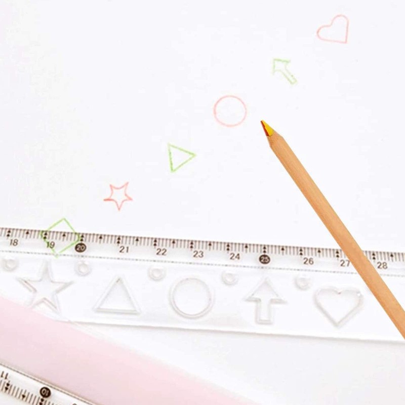 Karjiaja 4 PCS Plastic Folding Ruler 30Cm Transparent Ruler Geometric