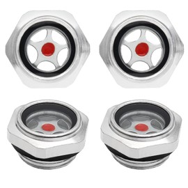 Rierdge 4Pcs Air compressor Oil Sight Glass 3/4 Inch NPT Oil Liquid Level Gauge Male Threaded Aluminum Alloy Oil Indicator Window For Air Compressor Gearbox Tan