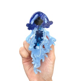Aurasnap Glowing Jellyfish Hair Claw Clips - LIMITED Blue Acetate Hair Clips for Women| Secures Thin/Thick/Curly Hair | 3D Night Light Magic for Beach & Parties