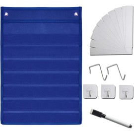 Standard Pocket Charts for Classroom Teacher Teaching Supplies, Sentence Strip Pocket Chart with 10 Dry-Eraser Cards for School Activities Teacher Lessons Class Demonstrations or Home Use