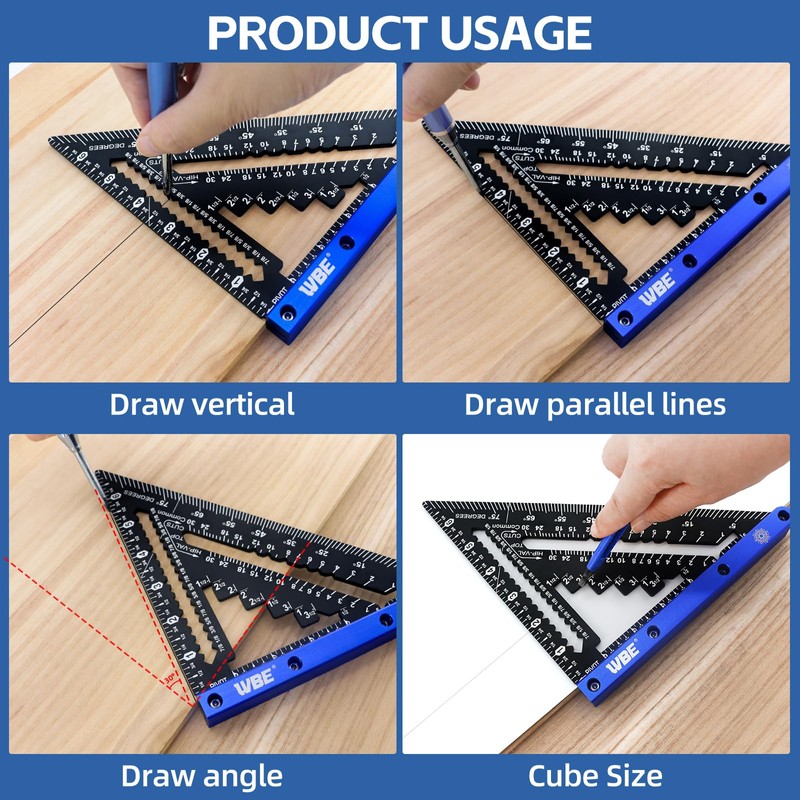 7inch Rafter Square and 12inch Combination Square Set -CNC-Machined Aluminum