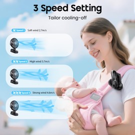 WITHOUSE Portable Clip on Fan - 4000mAh Rechargeable Battery Operated Fan, 3 Speeds Mini Desk Fan with 540° Adjustable Head, Ultra-Quiet Personal fan for Home, Office, Stroller, Travel
