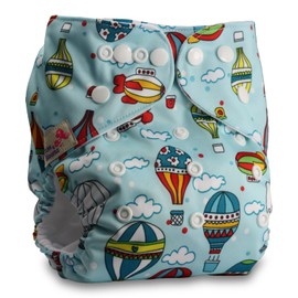 Littles & Bloomz, Reusable Pocket Cloth Nappy, Fastener: Popper, Set of 1, Pattern 27, with 1 Bamboo Insert