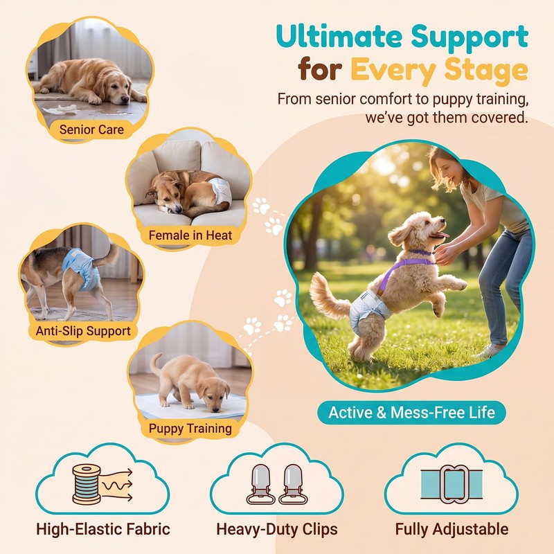 2 Pieces Dog Diaper Suspenders, for Dog Diaper Female and