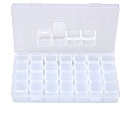 Qoosea 28 Grids Diamond Embroidery Box, Diamond Storage Box Beads Organizer Case for Jewellery Beads Earring Tool Container Clear( 2.3*1.9*2.1 cm)
