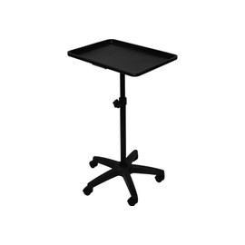 Extra Large Black Steel Rolling Mayo Instrument Work Tray, 21.5" x 15.75", Adjustable Height 29"-46