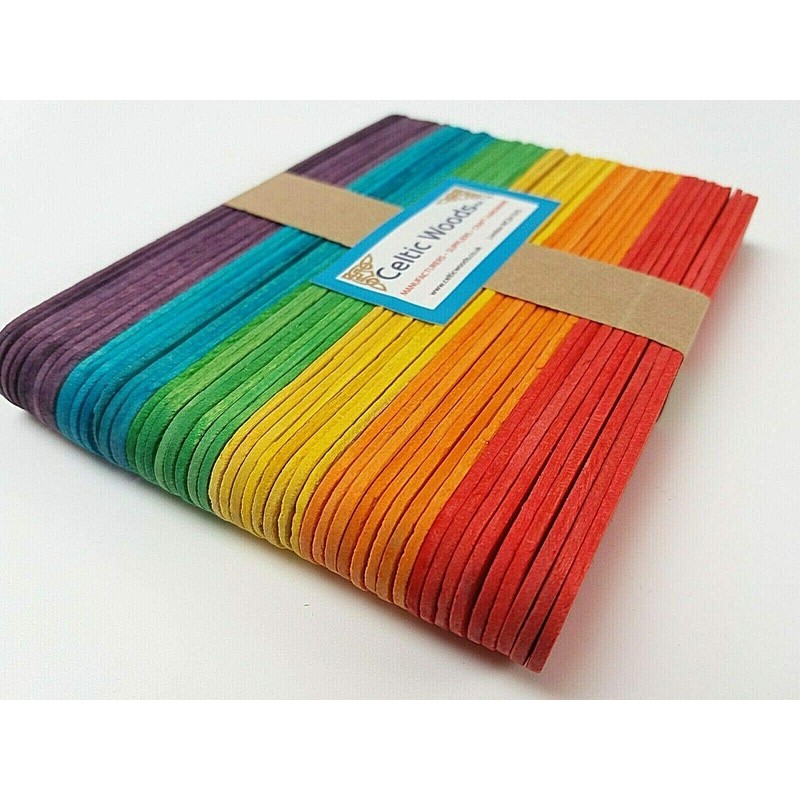 Large Eco Wooden Lollipop Coloured Craft Sticks Lolly 150mm x
