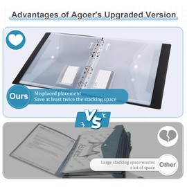 Agoer Plastic Folders A4,24 PCS Saving Space Plastic Wallets A4 with 3-Position Snap Button,Clear Punched Pockets A4 with Label Pocket,11 Binding Hole Document Folder,for Stationery, School,Office