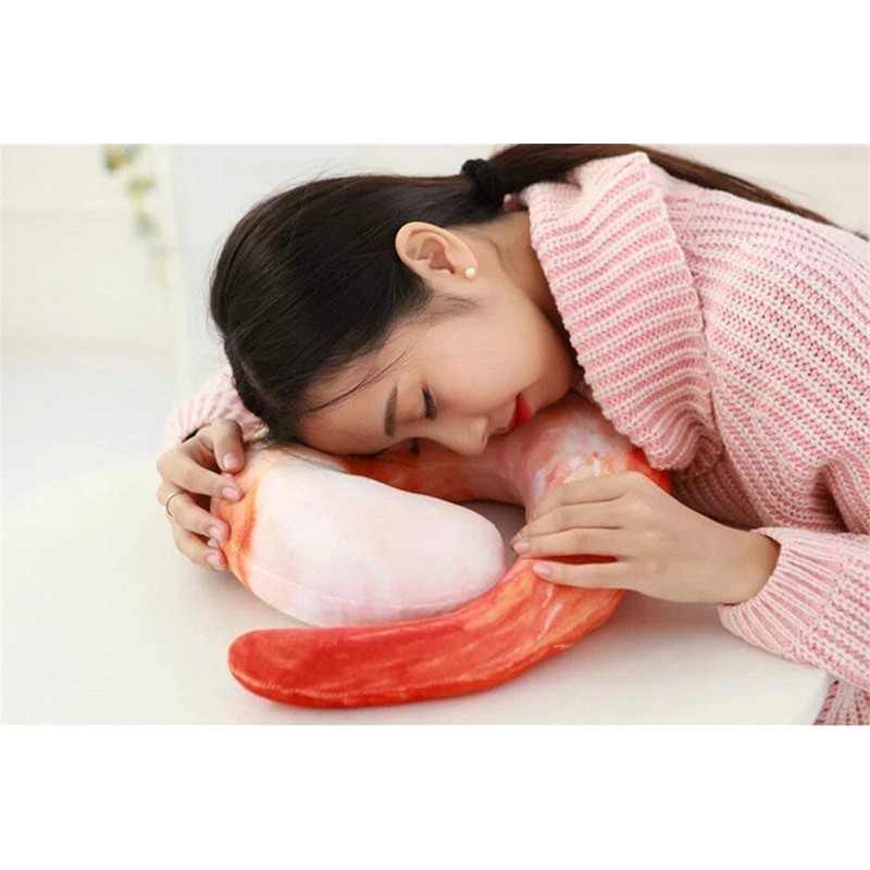 Goetland Large Shrimp Neck Pillow U Shaped Realistic Simulation Travel