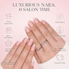 RPNZL Uñas Postizas - París | Punta Francesa, Uñas Almendradas Con Acabado Uv, Reutilizables | 16 Tamaños - 32 Uñas En Kit Con Pegamento Para Asin 'B0