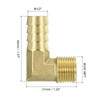sourcing map Brass Hose Barbed Elbow Fitting 1/2" Barbx3/8 NPT