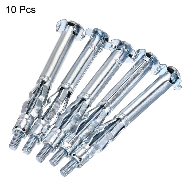 sourcing map M4x60mm Hollow Drive Wall Bolt Screws Zinc Plated
