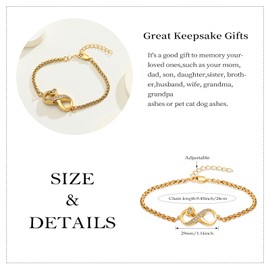 QGJNSGC Infinity Urn Bracelet for Women Men Forever Love Cremation Jewelry for Ashes Link Bracelet Keepsake Memorial Urn Lockets for Human Ashes Urn Bangle Bracelet Jewellery (Gold)