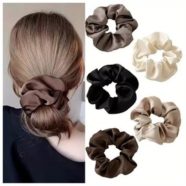 VEVE & MIKI Scrunchie, Hair Elastic, Volume, Satin, Hair Accessory, Large, Silk Hair Ring Diameter, 3.1 inches (8 cm), Combination Classification, Colorful, Stylish, Adult, Hair Clip, Elegant, Hair