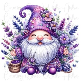 Handmade Sublimation Transfer Purple Gnome Ready To Press Heat Transfer