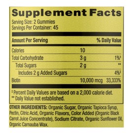 Spring Valley Non-GMO Biotin Dietary Supplement Gummies, Cherry, 10000 Mcg 90 Ct