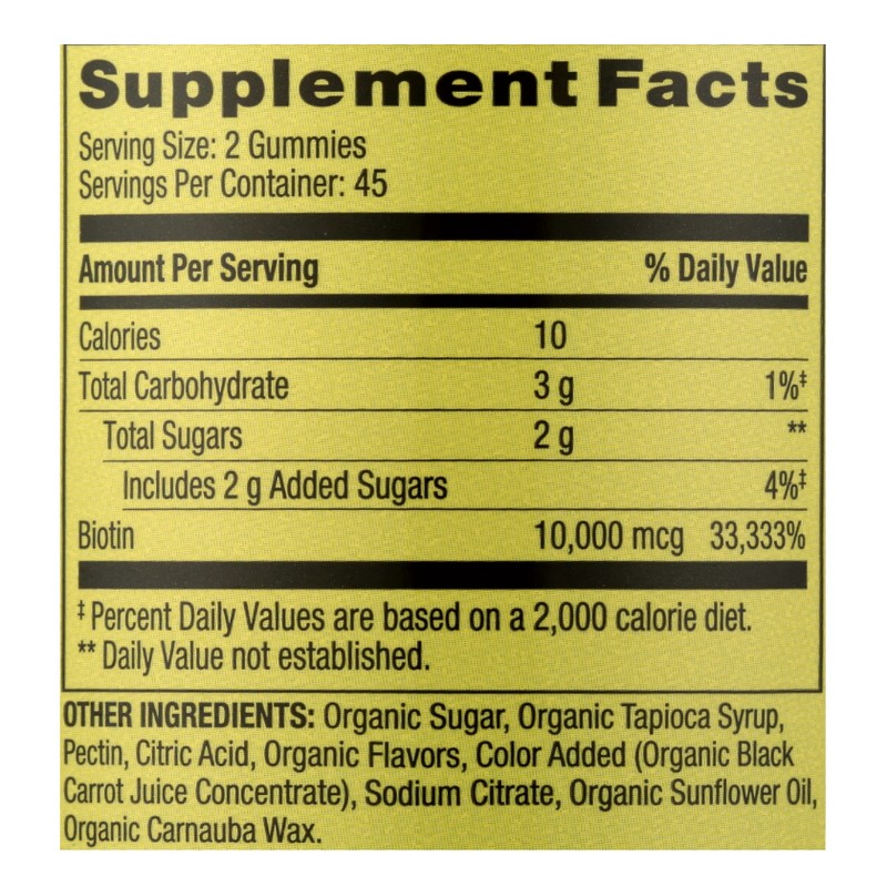 Spring Valley Non-GMO Biotin Dietary Supplement Gummies, Cherry, 10000 Mcg