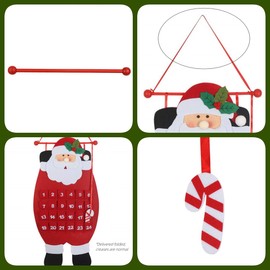 Christmas Fabric Reusable Advent Calendar with 24 Pockets, Santa Fillable Empty advent calendar to fill yourself for Small Gifts Home Wall Hanging Decoration
