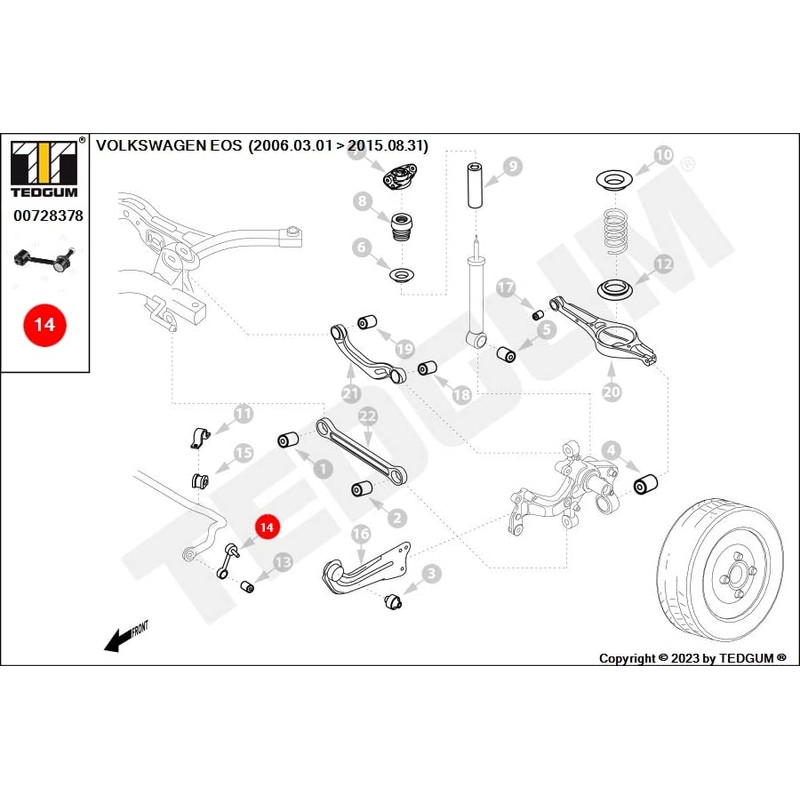 TEDGUM 00728378 Stabiliser Attachment Rear Left / Right