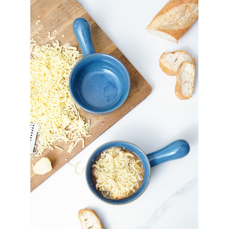 LE TAUCI Soup Bowls with Handle, 15 Oz Ceramic French