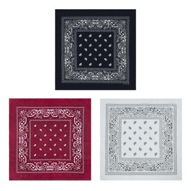GT BANDANA 22"x22" Multi-Purpose 100% Cotton Paisley Bandana Face Mask(3-Pack)