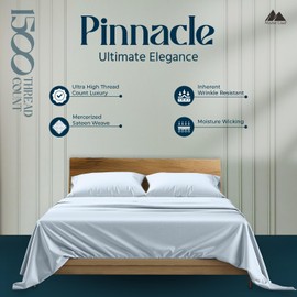 Mayfair Linen 100% Egyptian Cotton Sheets Queen Size - 1500 Thread Count 4 PC Queen Sheet Set Egyptian Cotton, Sateen Weave Sheets Queen Size, High Thread Count Sheets, 19" Deep Pocket - Light Blue