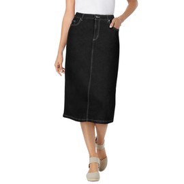 Woman Within Women's Plus Size Stretch Denim Jean Skirt - 12 W, Black Denim