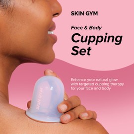 SKIN GYM Face and Body Cupping Set - Suction Cup Vacuum Massage Therapy - Reduces Cellulites and Wrinkles
