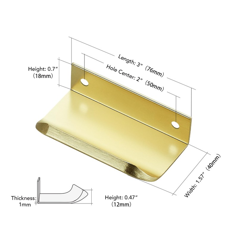 Ravinte Hardware 12 Pack Gold Cabinet Handles, 3 Inch (76mm)