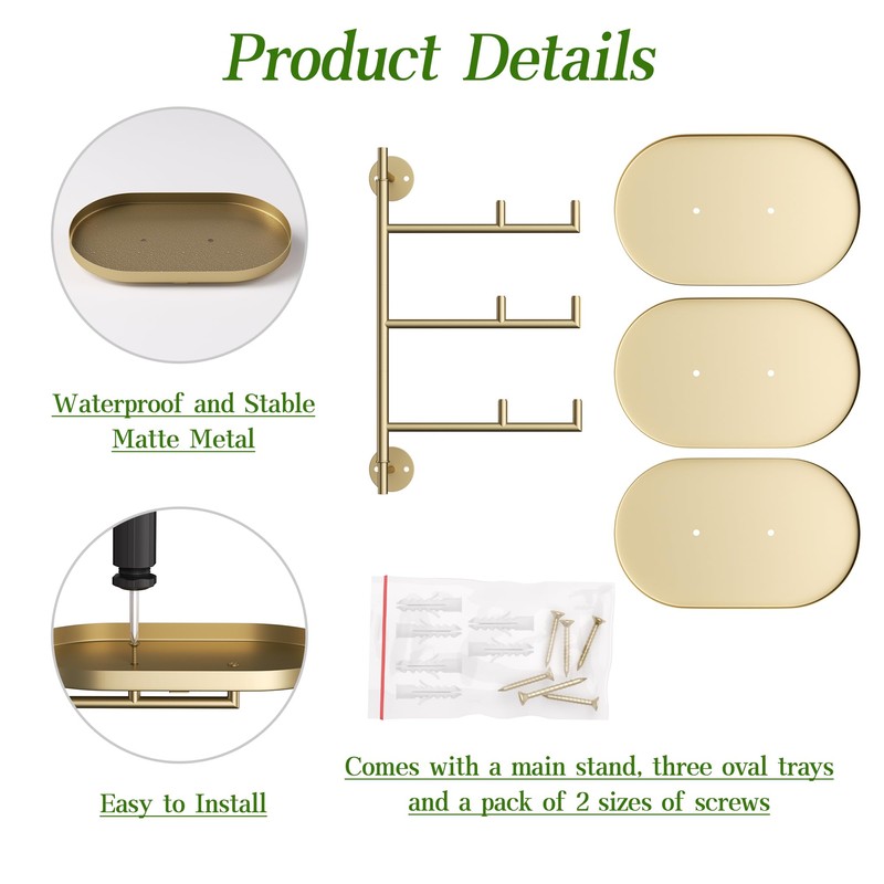 YQSLYSF WIndow Rotating Plant Stand Shelf Indoor Gold Metal Floating