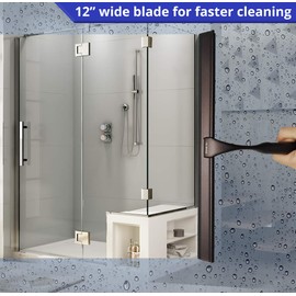 HOME SO Escobilla de ducha de 12 pulgadas en acabado bronce; eficaz escobilla de goma para ventanas, puertas de ducha de cristal, parabrisas de coche, espejos, paredes de azulejos, superficies de cocina y más