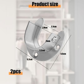 SJJJS 2 Pieces Pipe Brackets Clothes Rail Stainless Steel Adjustable Flange U Bracket Clothes Rail for Closet Bracket 22-26mm