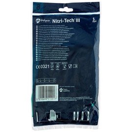 Polyco GL36M 925 Nitri Tech III Chemical Resistant Gloves, Single Pair, Size 8/Medium, Green