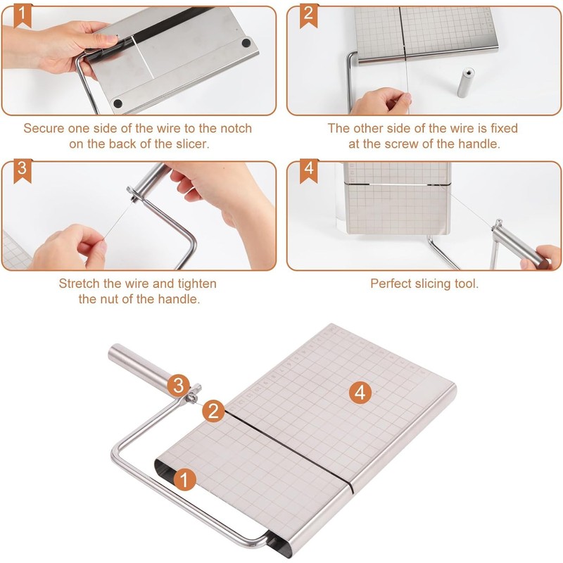 JIEOADOU Cheese Slicer Set Includes 5 Durable Stainless Steel Wire