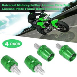 Motorcycle License Plate Bolts, License Plate Screws Decorative Aluminum Alloy M6 License Plate Bolt, Motorcycle License Plate Screws Fit Most Motorcycles Vehicles Cars Trucks ect - Green- Set of 4