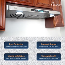 Awoco ON-E01-32 LED Light Bulbs Replacement for Range Hoods - 12V DC, 3W, Cooker Hood led Light Bulbs with 3000K Warm Yellow and Lamp Cover (Pack of 2)