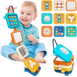 Yunking Baby Busy Board for 1 Year Old, Montessori Toys 1 Year Old Toddler Toys Travel Activities Busy Cube Gifts f Baby Boy Girl My First Montessori Busy Board