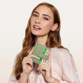 sonluk Slim Wallet for Women,RFID Blocking Bifold Credit Card Holder For Women-Leather Small Card Wallets Woman(green)