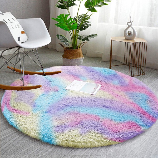 AMEHA Round Area Rugs for Living Room Rainbow Rugs for