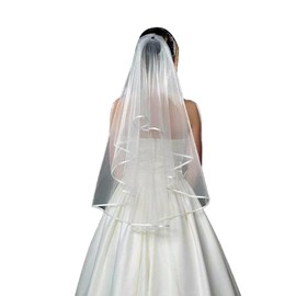 Caiguoer White Wedding Veil, Bridal Veil with 2 Layers with Comb for Bridal Shower, Hen Party for Women and Girls, White, 1, White